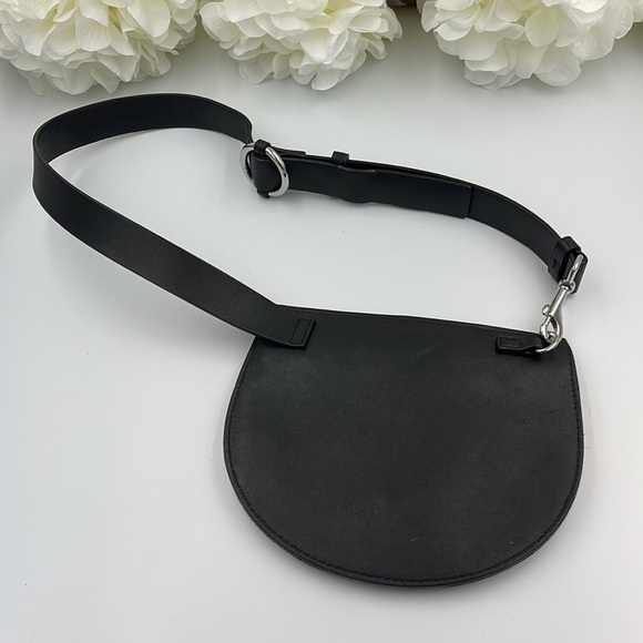 Theory Post Saddle Belt Bag Black with Navy Denim - Picture 8 of 9